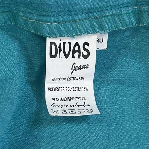 DIVAS JEANS Women's Pants 15 Aqua Blue High Waist Butt Lifter Jeans Made in Peru - Picture 12 of 15